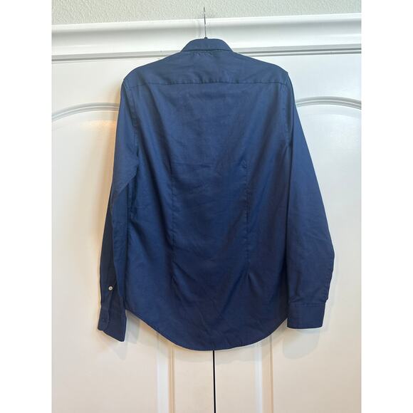 Zara Man Slim fit Dark Blue Collar Button Down Cotton Blend - Picture 7 of 7